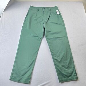 Gap Mens Loose Tapered Pleated Chino Pants Green Size 32x28 Regular NWT